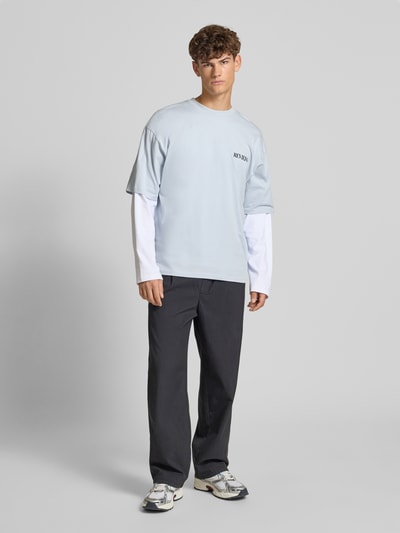 REVIEW T-shirt met extra brede schouders IJsblauw - 1