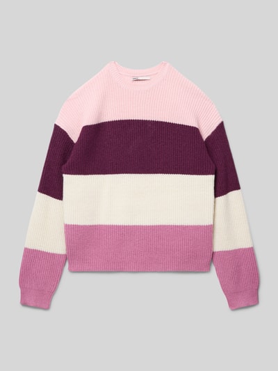 Only Sweter z dzianiny o kroju regular fit z mieszanki wiskozy model ‘SANDY’ Fiołkoworóżowy 1