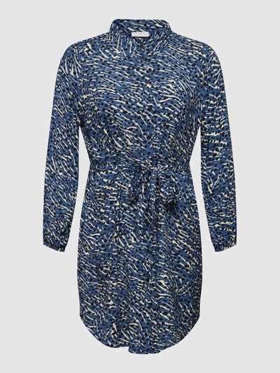 ONLY CARMAKOMA PLUS SIZE blousejurk met all-over motief, model 'CARLOLLILISE' Marineblauw - 2