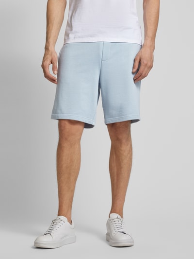 HUGO Sweatshorts met labelprint, model 'Nomario' Hemelsblauw - 4