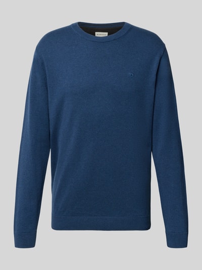 Produktfoto, Regular Fit Pullover aus reiner Baumwolle von Tom Tailor in Dunkelblau mit glatter Textur und Rundhalsausschnitt, Herren Pullover von Tom Tailor