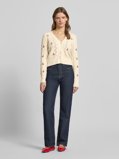 ONLY Kardigan w kroju regular fit z mieszanki bawełny, model 'BIRTIE' Écru 1