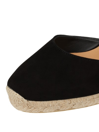 Castañer Wedges van leer en textiel, model 'Carina' Zwart - 2