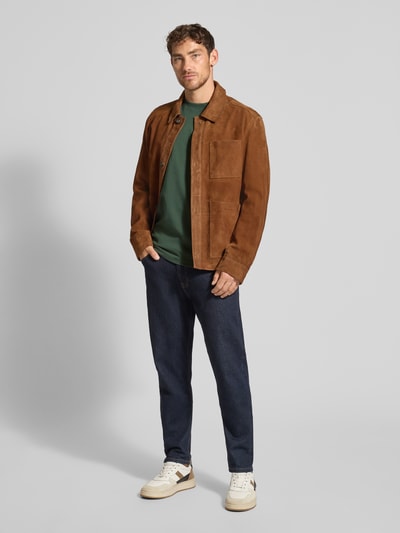 SELECTED HOMME Regular fit T-shirt van puur katoen, model 'COLMAN' Donkergroen - 1