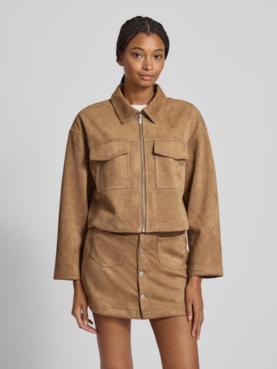 Only Oversized jack in wildleerlook, model 'STINA' Zand - 4