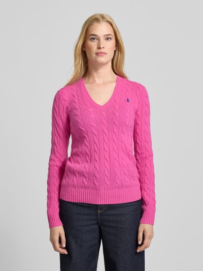 Polo Ralph Lauren Gebreide pullover met kasjmier, model 'KIMBERLY' Felroze - 4