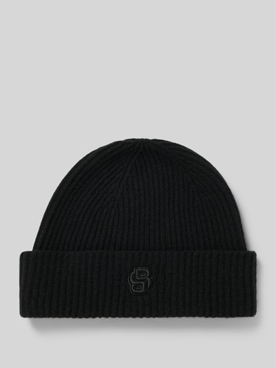 BOSS Mütze aus Wolle Kaschmir mit Logo-Applikation Black 1