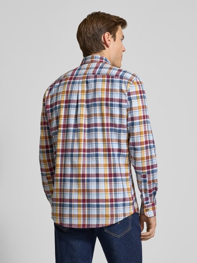 Fynch-Hatton Regular fit flanellen overhemd met borstzak Bordeaux - 5