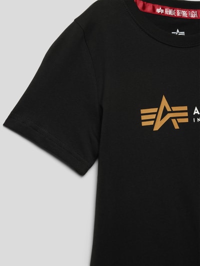 Alpha Industries T-shirt met labelprint, model 'Label' Zwart - 2