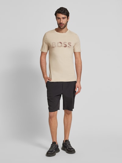BOSS Green T-Shirt mit Logo-Print und Rundhalsausschnitt Beige 1