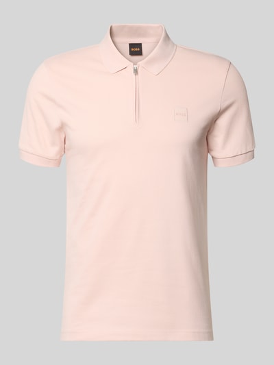 BOSS Orange koszulka polo o kroju regular fit z zamkiem błyskawicznym Jasnoróżowy 2