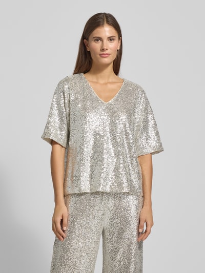 ICHI Blusenshirt mit V-Ausschnitt Modell 'FAUCA' Beige 4