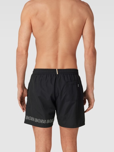 BOSS Badeshorts  mit Label-Druck Modell 'Dolphin' Black 4