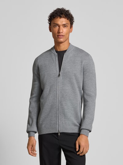 Christian Berg Men Kurtka z dzianiny o kroju slim fit ze stójką Jasnoszary melanż 4