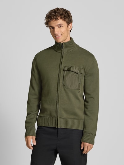 Napapijri Strickjacke mit Stehkragen Modell 'BERTI' Oliv 4
