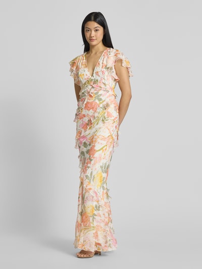 Lipsy Abendkleid mit Volants Ecru 1