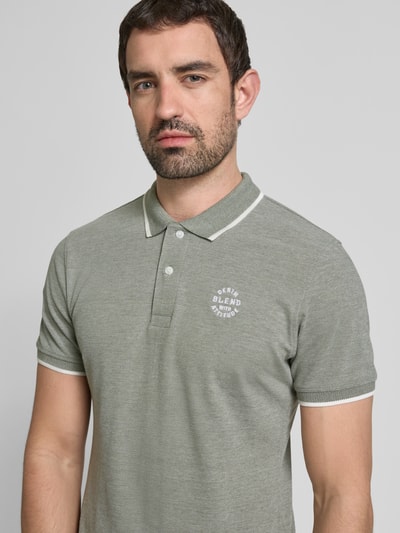Blend Regular fit poloshirt met ribboorden, model 'NATE' Olijfgroen - 3