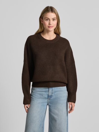 mbyM Gebreide pullover met ronde hals, model 'Gillian' Middenbruin - 4