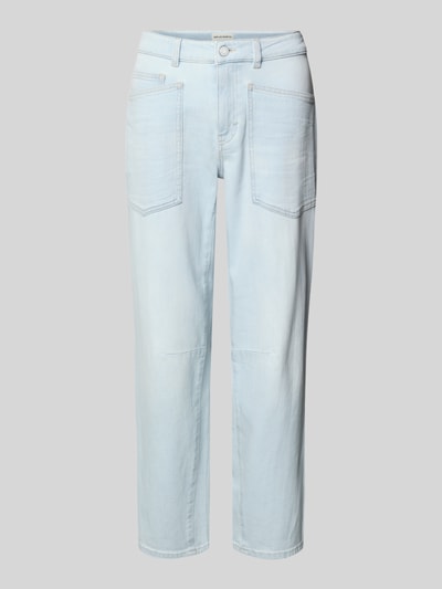 Produktfoto, Straight Fit Jeans mit aufgesetzten Taschen Modell 'Melly' von OPUS PANTS, jasnoniebieska, mieszanka bawełny, 5 kieszeni, zapięcie na guzik i zamek błyskawiczny, szerokość w rozmiarze 36/28: 39 cm, długość wewnętrzna nogawki: 71 cm