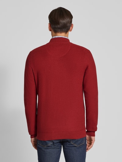 Fynch-Hatton Gebreid jack met logostitching Donkerrood - 5