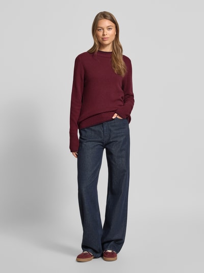 Christian Berg Woman Regular fit shirt met lange mouwen van zuivere wol in gebreide look Bordeaux - 1