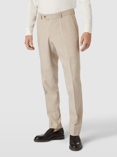 Carl Gross Pantalon van scheerwol in gemêleerde look, model 'Shiver' Beige - 4