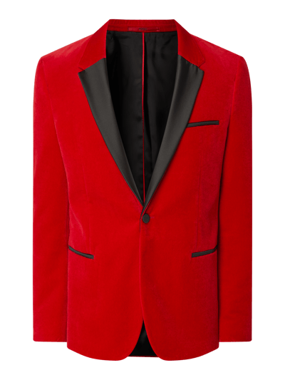 HUGO Slim Fit Smoking-Jacke aus Samt Modell 'Arti' Rot 2