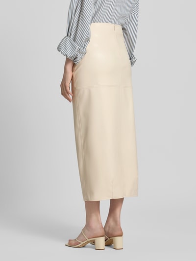 MM Knielange rok in leerlook, model 'FABIANA' Ecru - 5