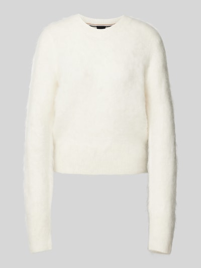 BOSS Strickpullover mit gerippten Abschlüssen Modell 'Fleuretty' Offwhite 2