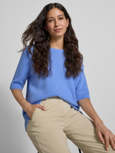 Milano Italy Oversized gebreide pullover met ronde hals Bleu - 3