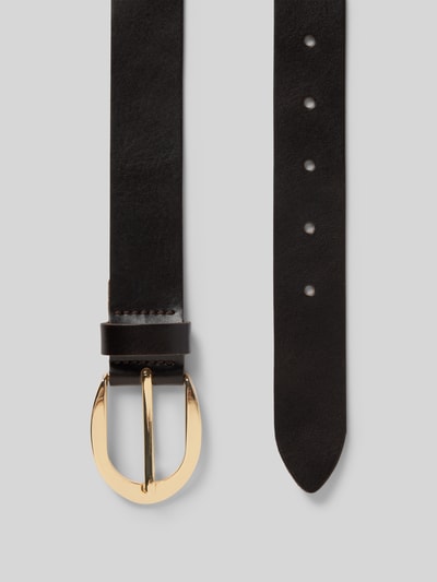 Produktfoto, Gürtel mit Dornschließe von Vanzetti aus schwarzem, beschichtetem Leder, klassische Form, Breite 3 cm, goldene Schließe