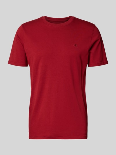 Produktfoto, Regular Fit T-Shirt mit Logo-Stitching von Scotch & Soda in Rot aus reiner Baumwolle mit Rundhalsausschnitt, Rückenlänge 71 cm in Größe M