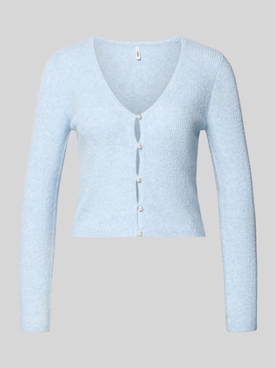 Produktfoto, Regular Fit Strickjacke mit Perl-Optik-Knöpfen Modell 'RICA LIFE' von ONLY, efekt: jednolity kolor, krój regular fit, listwa guzikowa, dekolt w serek, długi rękaw, wykończenie materiału: prążkowana dzianina