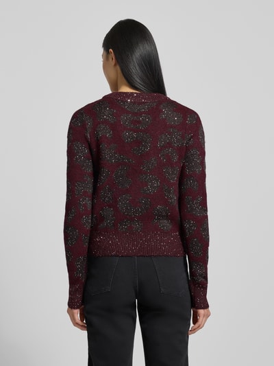 VERO MODA Relaxed Fit Strickjacke mit Woll-Anteil Modell 'ZUZU' Bordeaux 5