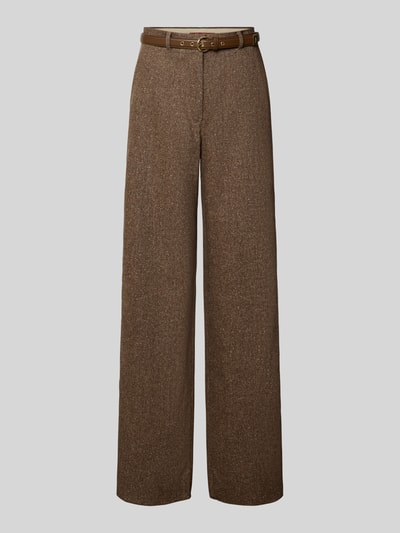 Produktfoto, braune weite Hose inklusive schmalem Gürtel Modell 'GIOIA' von Max Mara Studio, strukturierte Oberfläche, Damen Weite Hose von Max Mara