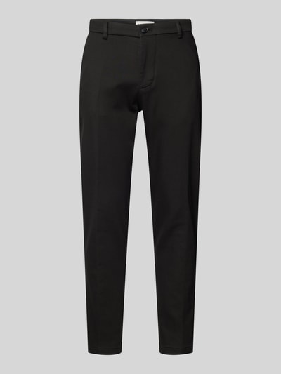 Drykorn Tapered fit stoffen broek met ceintuurlussen, model 'AJEND' Zwart - 2