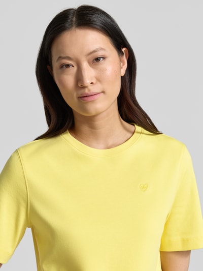 Oui T-shirt met label-stitching Geel - 3