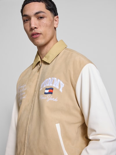 Tommy Jeans Relaxed Fit College-Jacke aus echtem Leder Beige 3