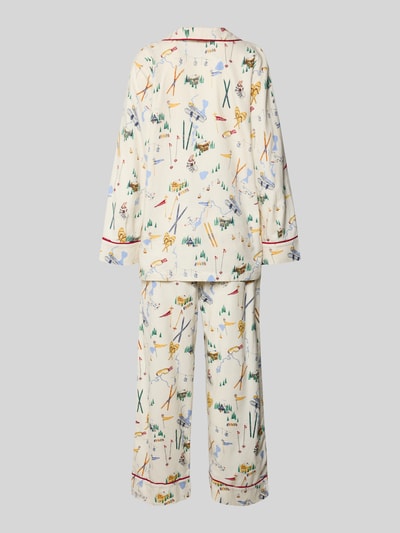 Polo Ralph Lauren Relaxed fit pyjama met reverskraag, model 'Cozy' Offwhite - 3