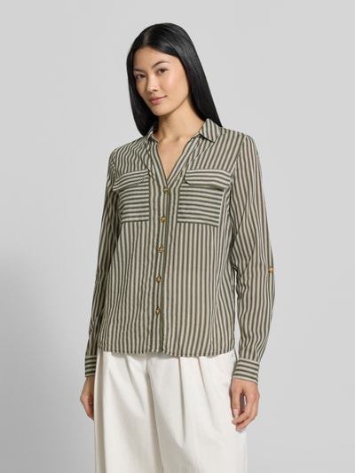 VERO MODA Regular Fit Langarmbluse aus reiner Viskose Modell 'BUMPY' Dunkelgruen 4