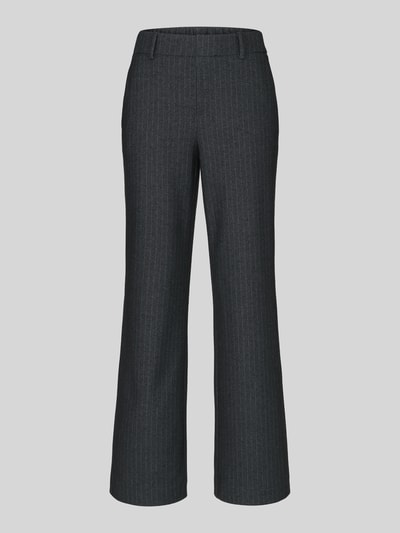 Produktfoto, dunkelgraue Wide Leg Hose mit Gürtelschlaufen Modell 'Fenja' von Stehmann, feine Nadelstreifen, glatte Struktur, Damen Weite Hose