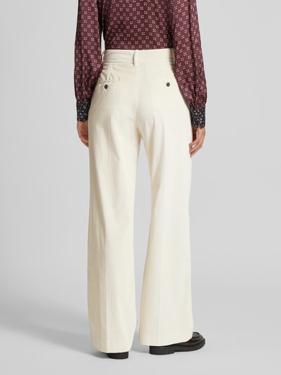 Weekend Max Mara Straight fit corduroy broek van zuiver katoen met steekzakken opzij, model 'TANIA' Ecru - 5