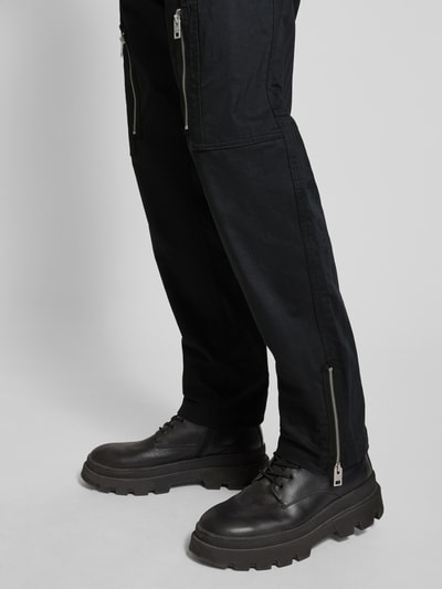 HUGO Spodnie cargo o kroju relaxed fit z bawełny merceryzowanej model ‘ROCO253’ Czarny 3