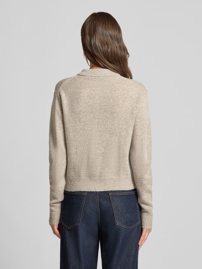 0039 Italy Vest van kasjmiermix met lamswolaandeel model 'Gina' Taupe gemêleerd - 5