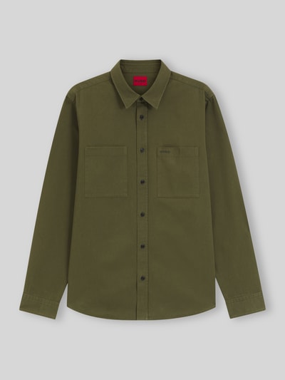 HUGO Straight Fit Hemdjacke aus Baumwolle Modell 'Egrin' Khaki 2