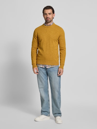 Barbour Regular Fit Strickpullover aus Woll-Mix mit Seiden-Anteil Senf 1