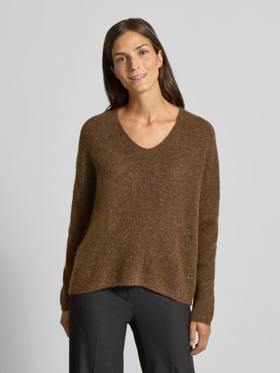 MOS MOSH Oversized gebreide pullover met ribboorden, model 'THORA' Middenbruin - 4