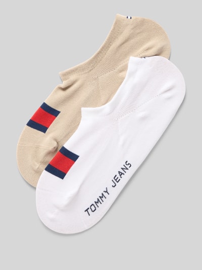 Produktfoto, Füsslinge aus Baumwoll-Mix im 2er-Pack von Tommy Hilfiger in Beige und Weiß, unifarben mit Logo-Print, elastischer Bund, Jersey Stretch.