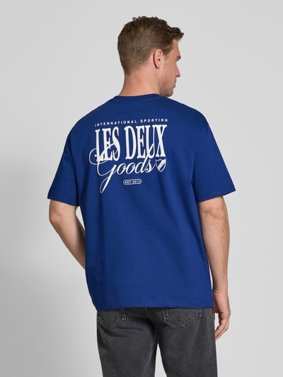 Les Deux T-shirt met labelprint, model 'Goods' Bleu - 5