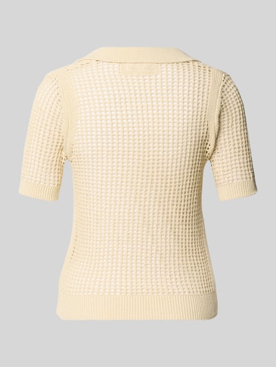 Produktfoto, Strickshirt mit Umlegekragen Modell 'FLORA' von MC2 Saint Barth aus Reine Baumwolle im Grobstrick, Regular-Fit, V-Ausschnitt.